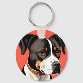 Llavero Retrato elegante de un perro negro y blanco