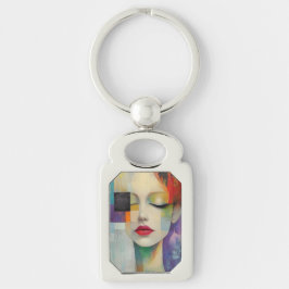 Llavero Retrato en el surrealismo de bloques de color