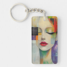 Llavero Retrato en el surrealismo de bloques de color