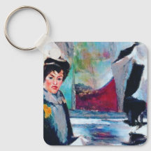 Retrato femenino vintage con fondo abstracto