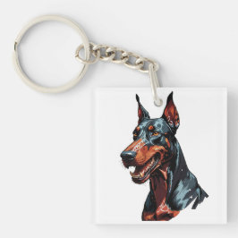 Llavero Retrato fiero de Doberman Perro agresivo regalo
