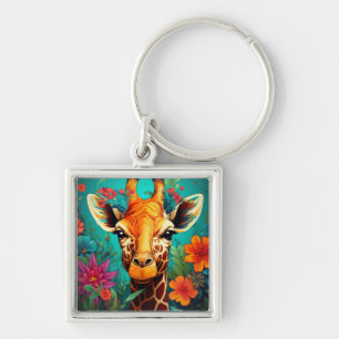 Llavero Retrato Floral Giraffe-9319