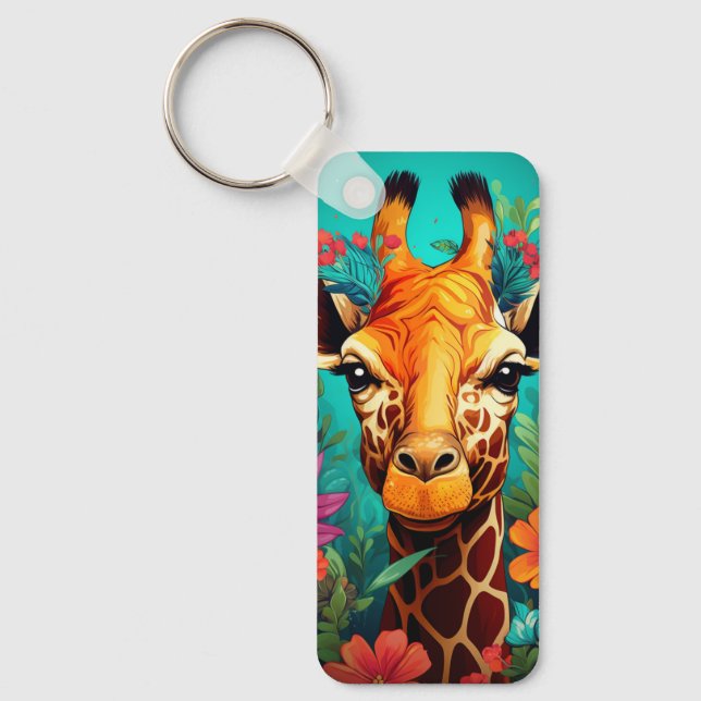 Llavero Retrato Floral Giraffe-9319 (Anverso)