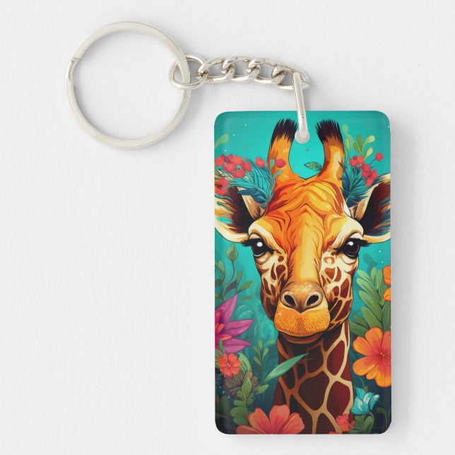 Llavero Retrato Floral Giraffe-9319 (Frente)