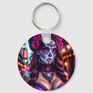 Llavero Retrato glamoroso Día de los Muertos Catrina con