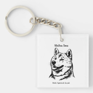 Llavero Retrato Inu Shiba Ilustracion de línea negra