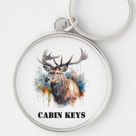 Llavero Retrato Majestic Watercolor Elk, personalizado