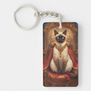 Llavero Retrato majestuoso del gato siamés real