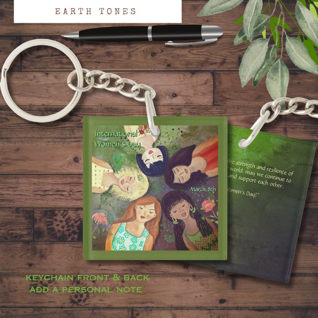 Llavero Retrato multiétnico del Día Internacional de la Mu (International Women's Day multi ethnic portrait Keychain)