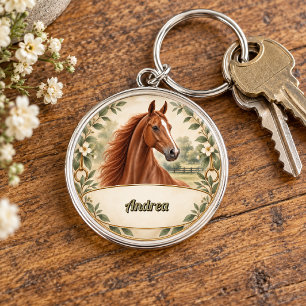 Llavero Retrato personalizado de caballo American Saddlebr