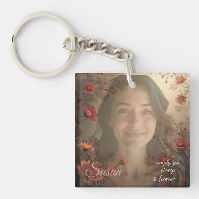 Llavero Retrato personalizado para ella: regalo de foto pe (Frente)