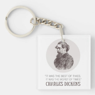 Llavero Retrato y cita de Charles Dickens