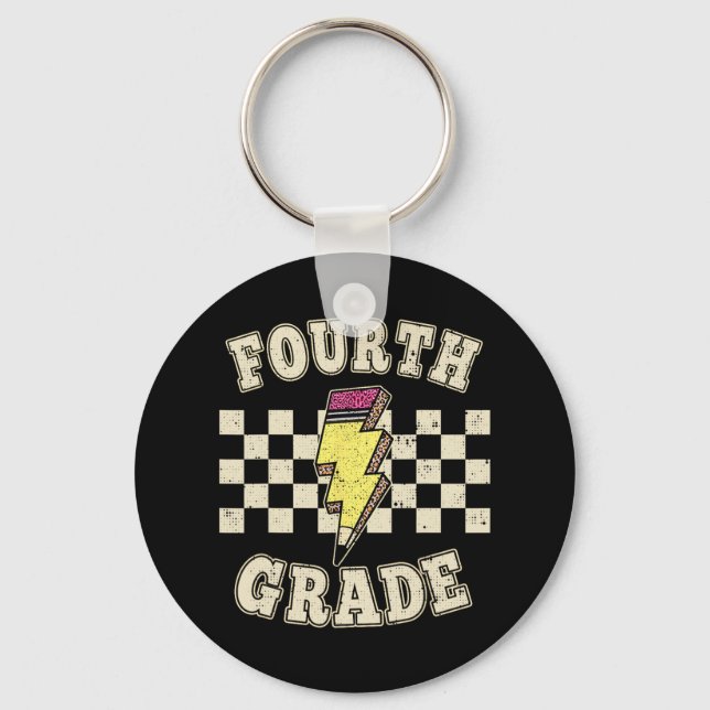 Llavero Retro 4th Fourth Grade Teacher Lightning Bolt Penc (Anverso)