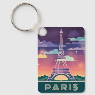 Llavero Retro 80 Neon Synthwave Eiffel Tower París Francia