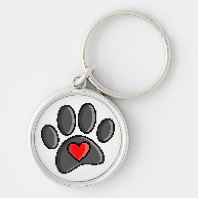 Llavero Retro 80 Videojuego 8 bits Pixel Art Dog Paw Print (Frente)