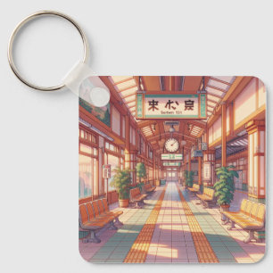 Llavero Retro Anime Japón Estación de Trenes 90s