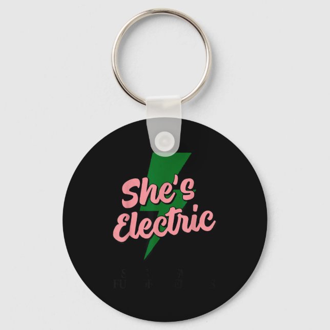 Llavero Retro Basic Lightning Quote She Electric Funny Sim (Anverso)
