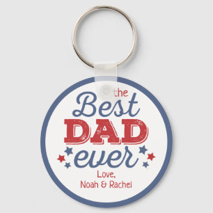 Llavero Retro Best DAD Ever Blue Red Patriotic Stars