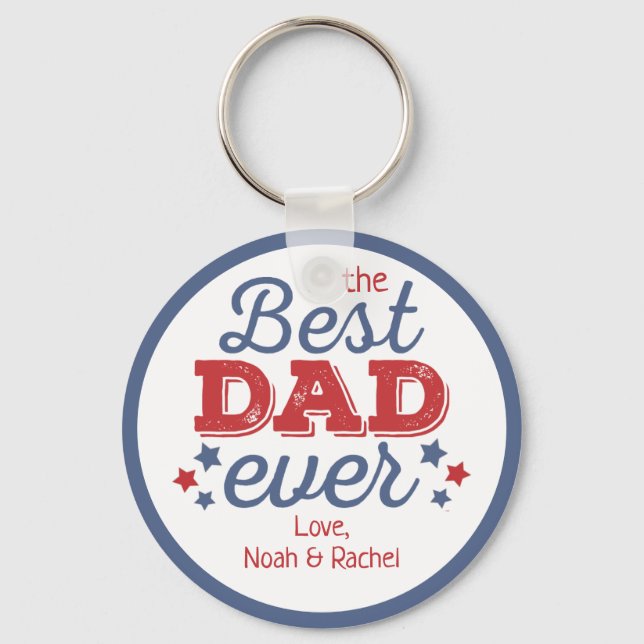 Llavero Retro Best DAD Ever Blue Red Patriotic Stars (Anverso)