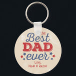 Llavero Retro Best DAD Ever Red Blue Photo Baseball<br><div class="desc">This dad design is in our patriotic red and blue retro baseball theme. Click the customize button for more flexibility in modifying the text and photos or to optionally add more photos and text! Variations of this design, additional colors, as well as coordinating products are available in our shop, zazzle.com/store/doodlelulu....</div>