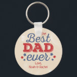 Llavero Retro Best DAD Ever Red Blue Photo Baseball<br><div class="desc">This dad design is in our patriotic red and blue retro baseball theme. Click the customize button for more flexibility in modifying the text and photos or to optionally add more photos and text! Variations of this design, additional colors, as well as coordinating products are available in our shop, zazzle.com/store/doodlelulu....</div>