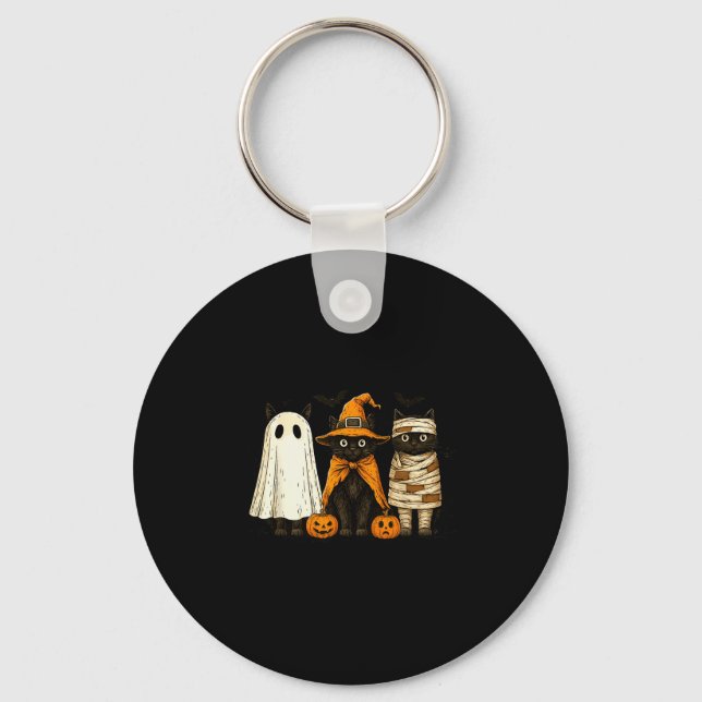 Llavero Retro Black Cat Witch Y Halloween Pumpkin Women Me (Anverso)
