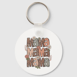 Llavero Retro Boho "Mama" Floral Keychain