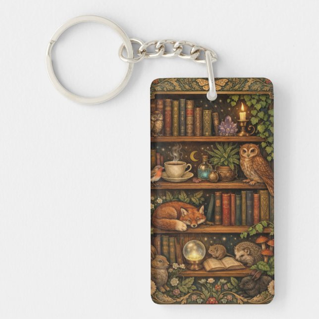 Llavero Retro book lover woodland animals (Frente)