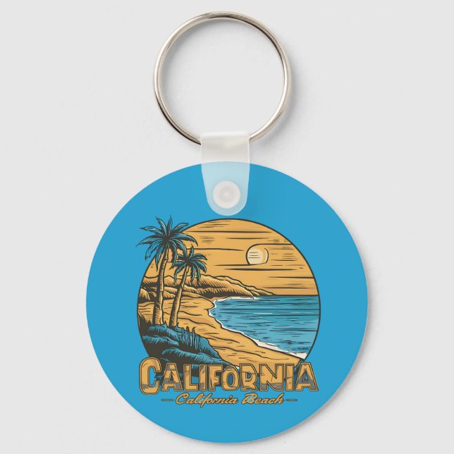 Llavero Retro California Sunset Beach Scene (Anverso)