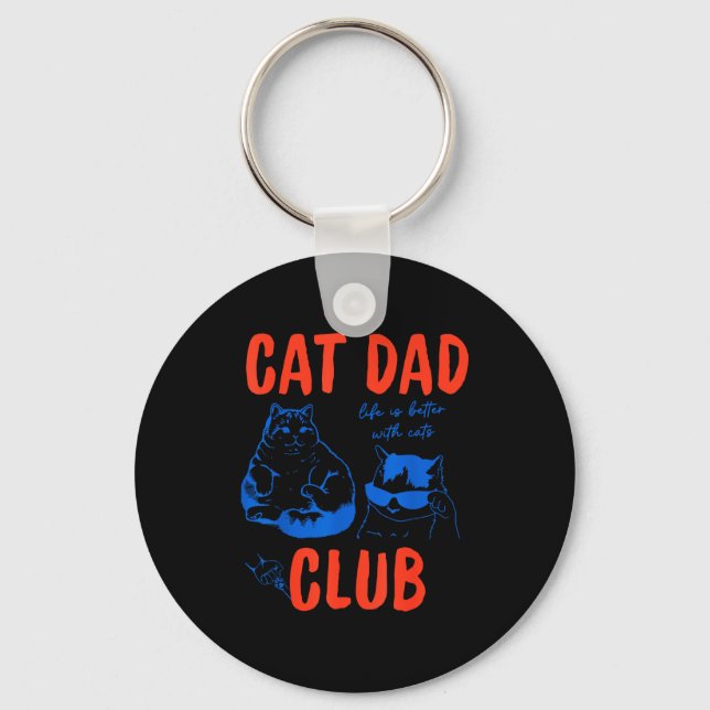 Llavero Retro Cat Dad Club Life Is Better With Cats Funny  (Anverso)