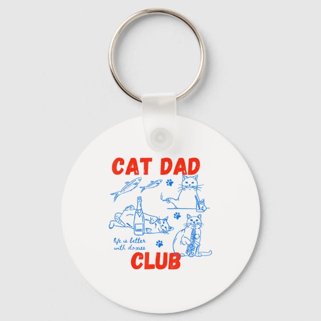 Llavero Retro Cat Dad Club Life Is Better With Cats Funny  (Anverso)