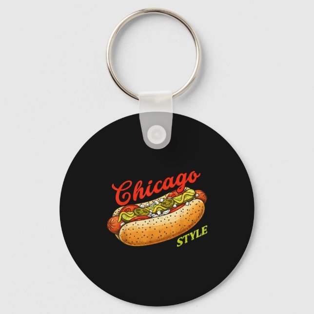Llavero Retro Chicago Hot Dog Hotdog Tourist Summer Souven (Anverso)