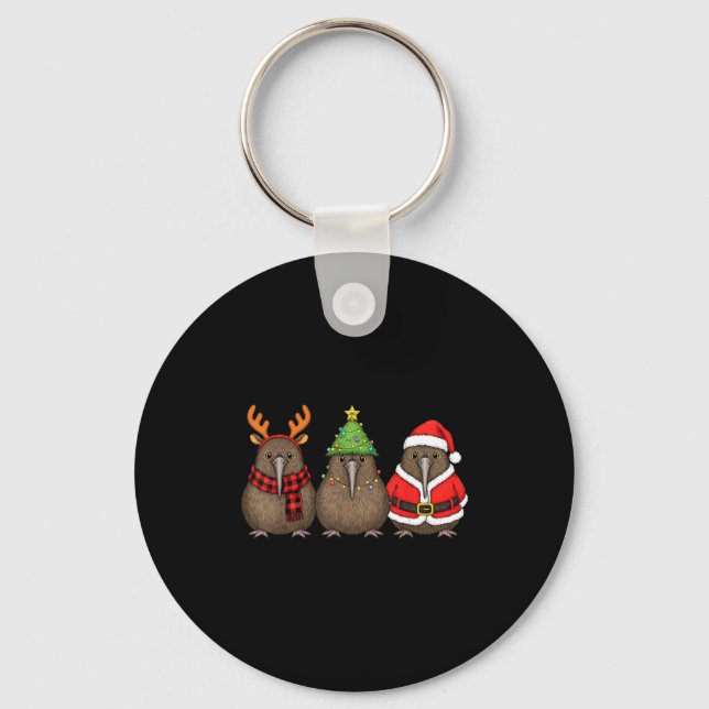 Llavero Retro Christmas Kiwi Bird Santa Reindeer  (Anverso)