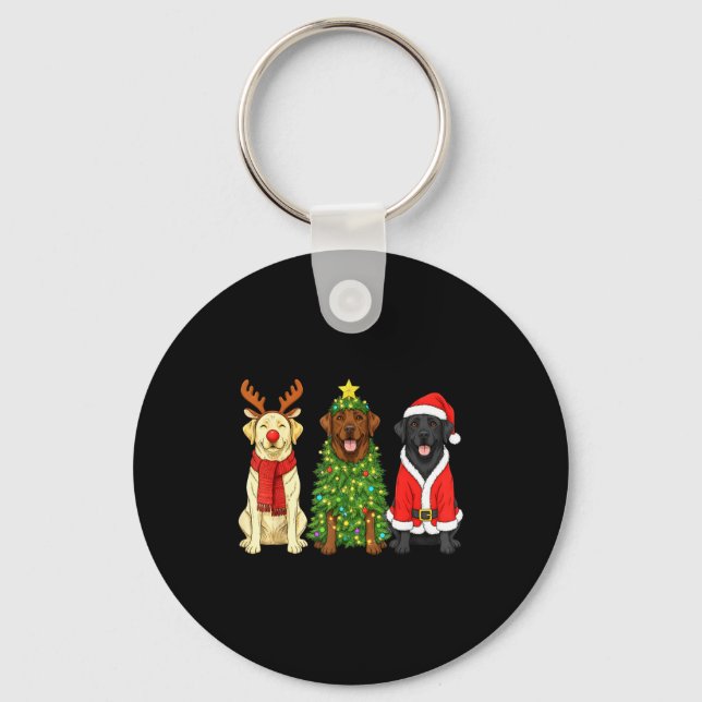 Llavero Retro Christmas Labrador Retriever Santa Reindeer  (Anverso)