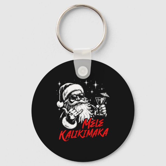 Llavero Retro Christmas Mele Kalikimaka Santa Shaka Hawaii (Anverso)