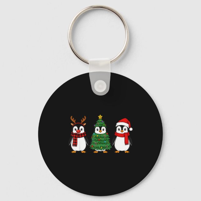 Llavero Retro Christmas Penguin Santa Reindeer  (Anverso)