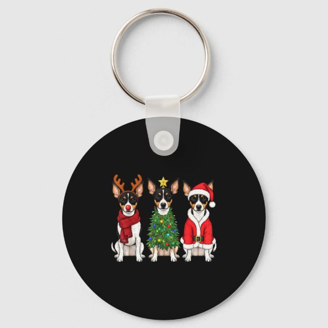 Llavero Retro Christmas Rat Terrier Santa Reindeer Dog Lov (Anverso)