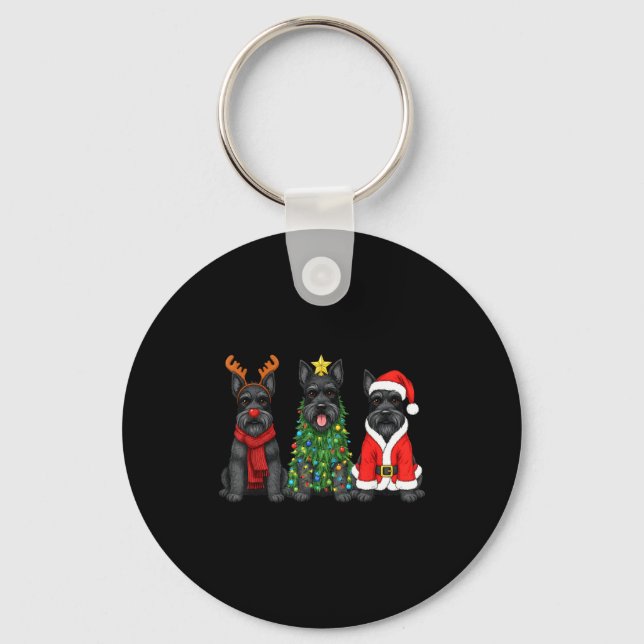 Llavero Retro Christmas Scottierrier Santa Reindeer Dog Lo (Anverso)