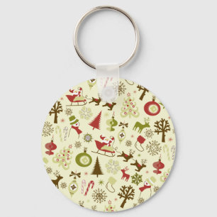 Llavero Retro Christmas Sketch Seamless Pattern