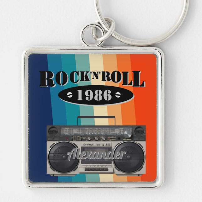 Llavero Retro clásico boom box rock n roll music vintage (Frente)