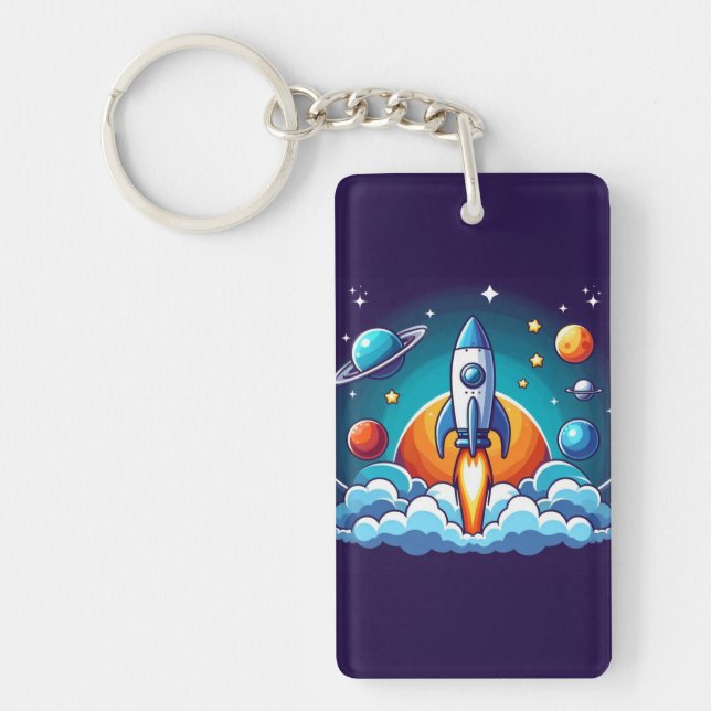 Llavero Retro, cohete espacial exterior (Frente)