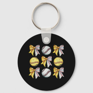 Llavero Retro Coquette Bow Funny Game Day Béisbol