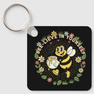 Llavero Retro Cree En Ti Mismo Abeja De Miel Vintage