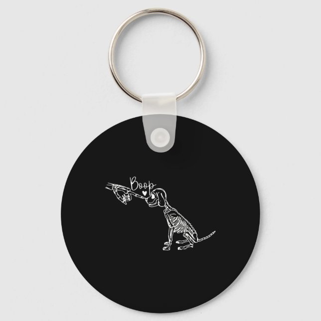 Llavero Retro Cute Skeleton Hand Boop Dog Funny Halloween (Anverso)