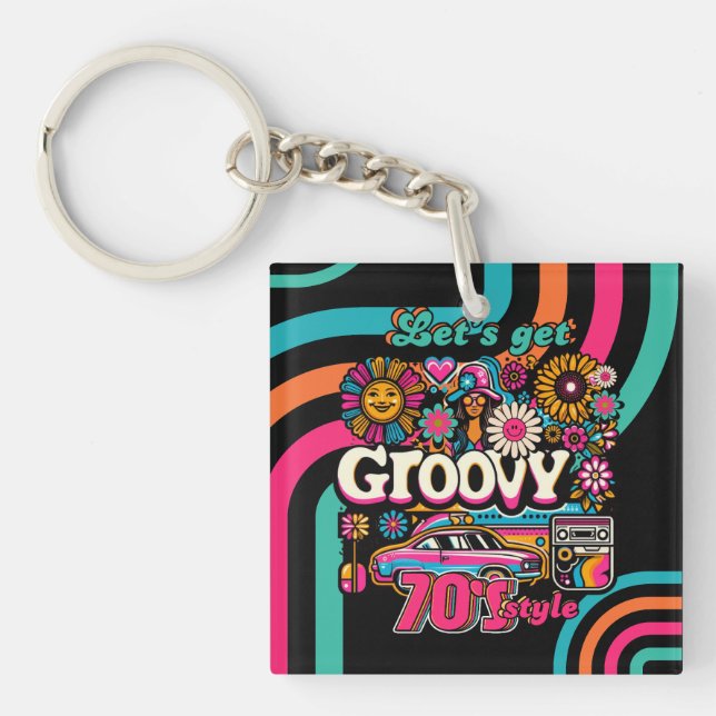 Llavero Retro Disco del personalizado 70 Boogie Groovy (Frente)