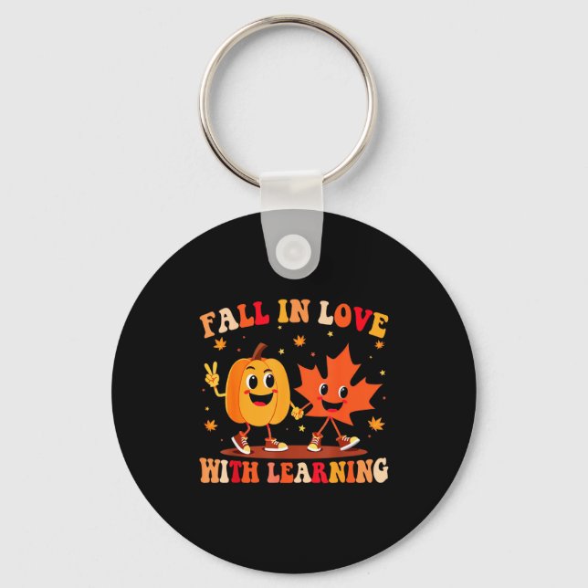 Llavero Retro Fall In Love With Learning Autumn Pumpkin Te (Anverso)