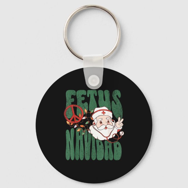 Llavero Retro Fetus Navidad Santa Claus Christmas Obgyn Nu (Anverso)