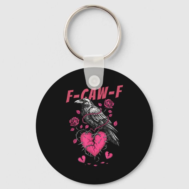 Llavero Retro Floral Heart Raven F-caw-f Anti Valentin's D (Anverso)