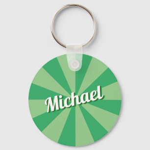 Llavero Retro Fonts Custom Name Green Sunburst Shadow