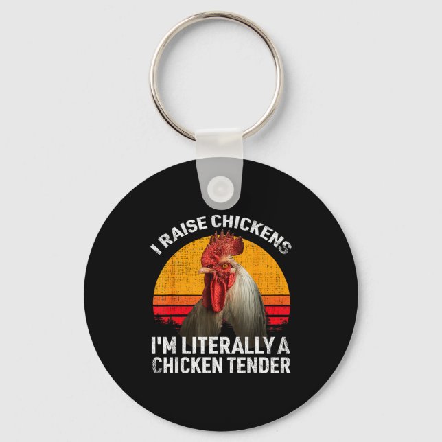 Llavero Retro Funny Chicken Lover Gift – I Raise Chickens  (Anverso)